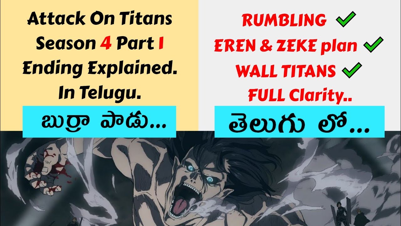 Attack On Titan Season 4 part 1 ENDING Explained in Telugu | Rumbling | ZEKE Plan | Telugu.