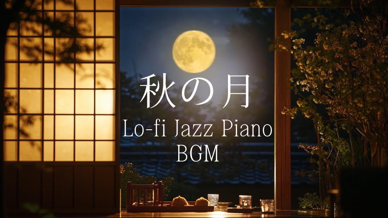 秋の月を見ながらしっとりと聞くLo-fiジャズピアノ【カフェBGM】
