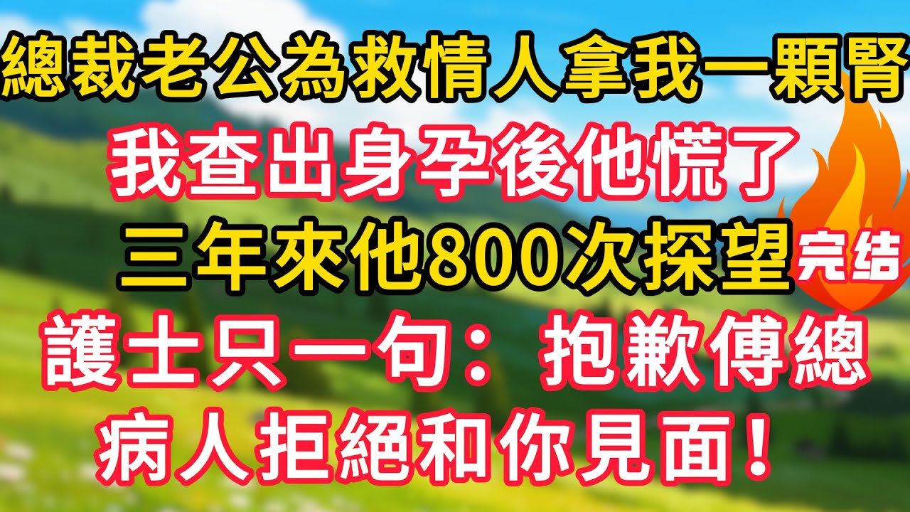 總裁老公為救情人拿我一顆腎，我查出身孕後他慌了，三年來他800次探望，護士只一句：抱歉傅總，病人拒絕和你見面！！#生活經驗#情感故事#故事#小說#情感#婚姻#深夜淺讀 深夜淺讀#說故事