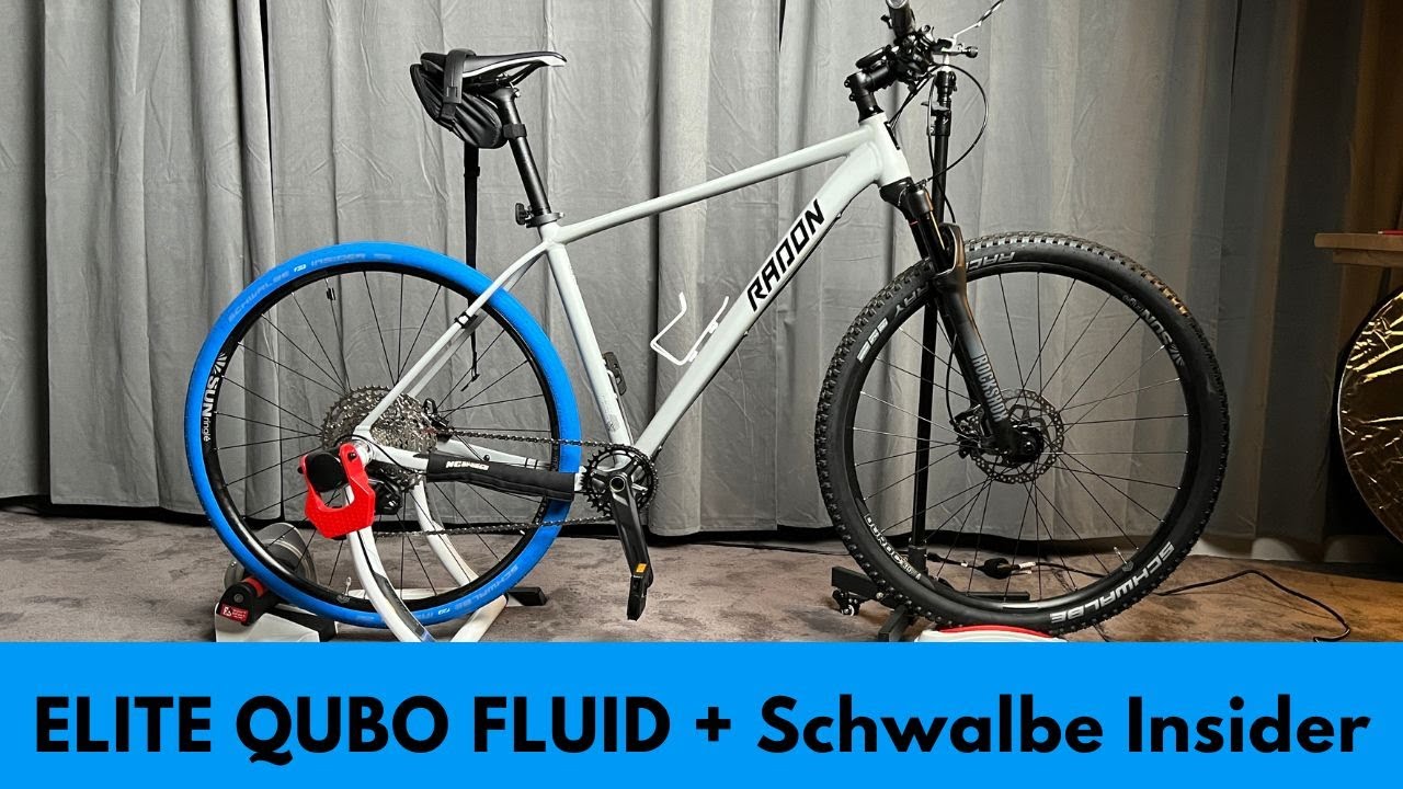 ELITE QUBO FLUID Rollentrainer + Schwalbe Insider am MTB