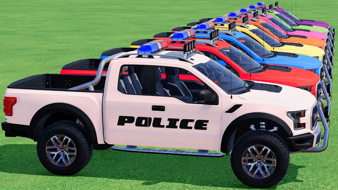 TRANSPORTING ALL POLICE CARS and AMBULANCE EMERGENCY VEHICLES WITH MERCEDES POLICE TRAIN ! #59 FS22