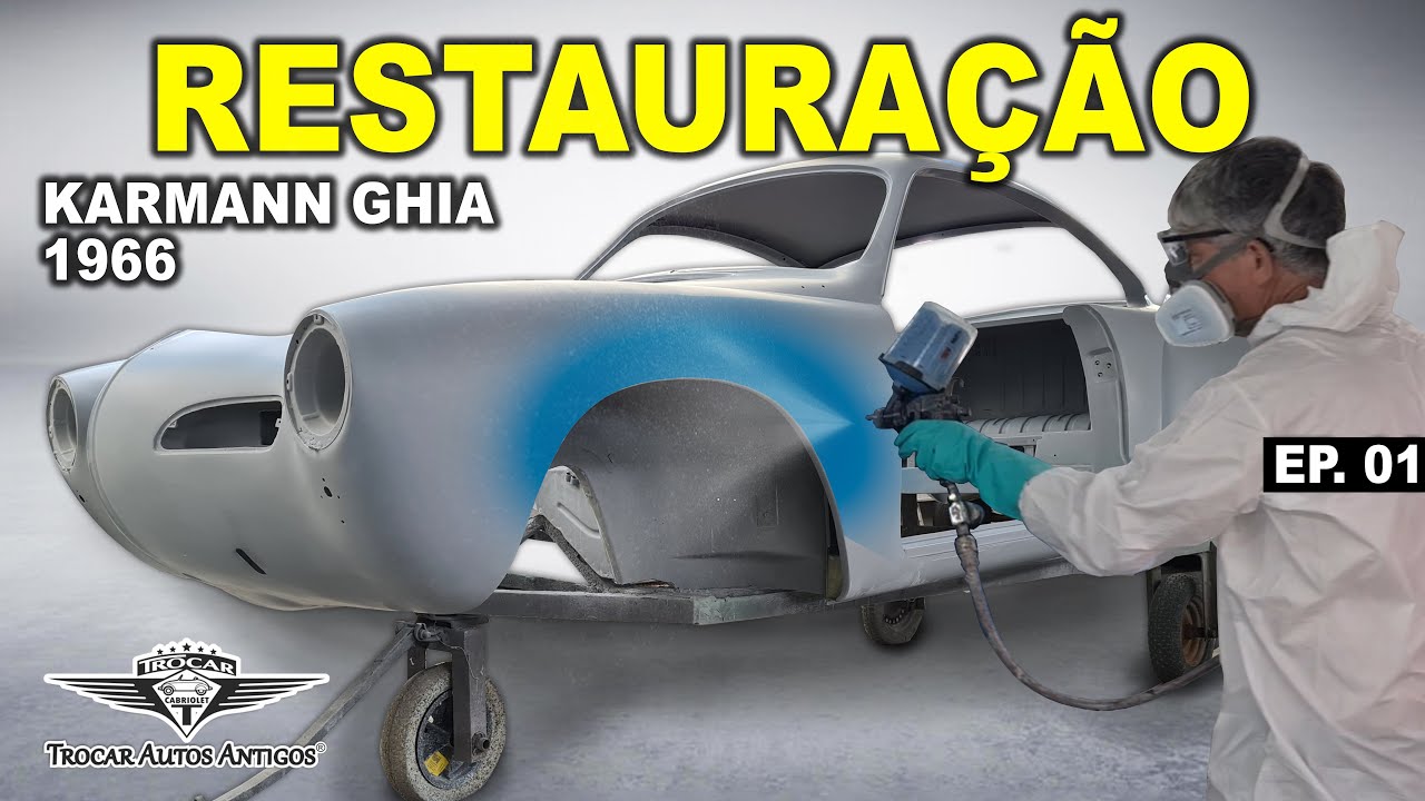 RESTAURAÇÃO DO KARMANN GHIA 1966 - Cor Azul Monte Blanco! Veja que linda a PINTURA! (parte 01)