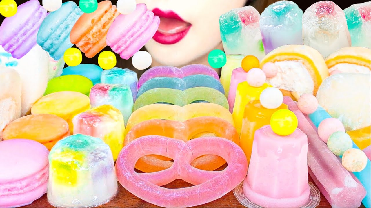 【ASMR】PASTEL COLOR DESSERTS ⭐️ MUKBANG 먹방 食べる音 EATING SOUNDS NO TALKING