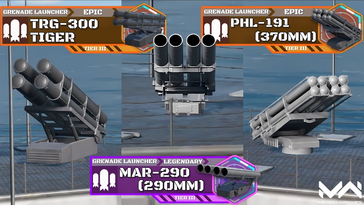 PHL-191 (370mm) VS MAR-290 (290mm) & TRG-300 Tiger | Grenade Launcher Comparison | Modern Warship