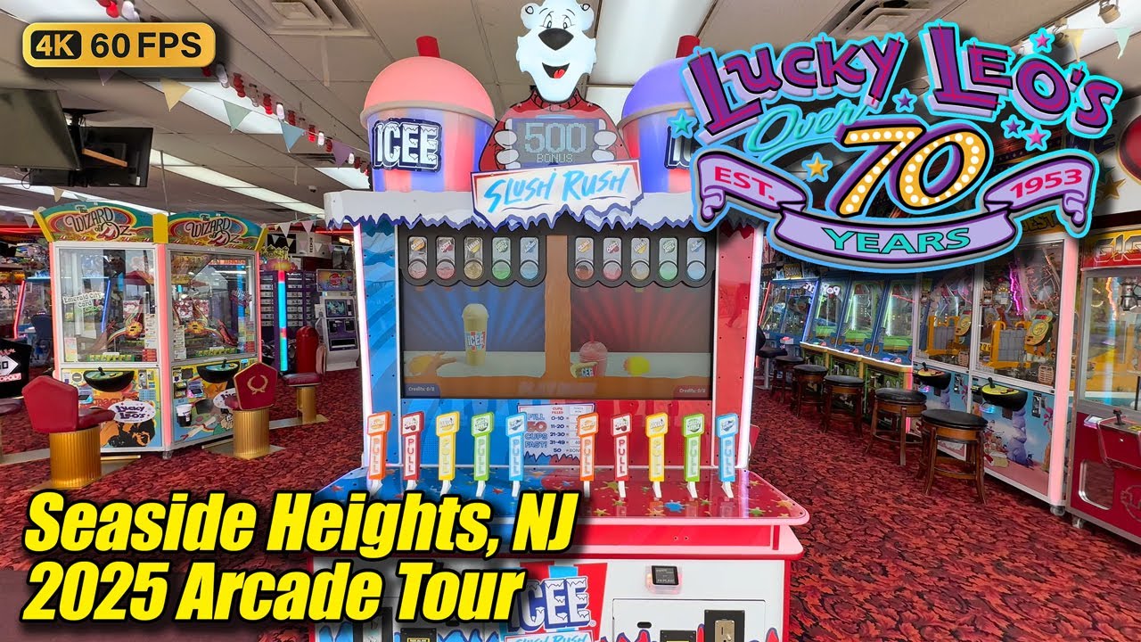 Lucky Leo's, June 2025 arcade tour (Seaside Heights NJ), new 4K full walkthrough
