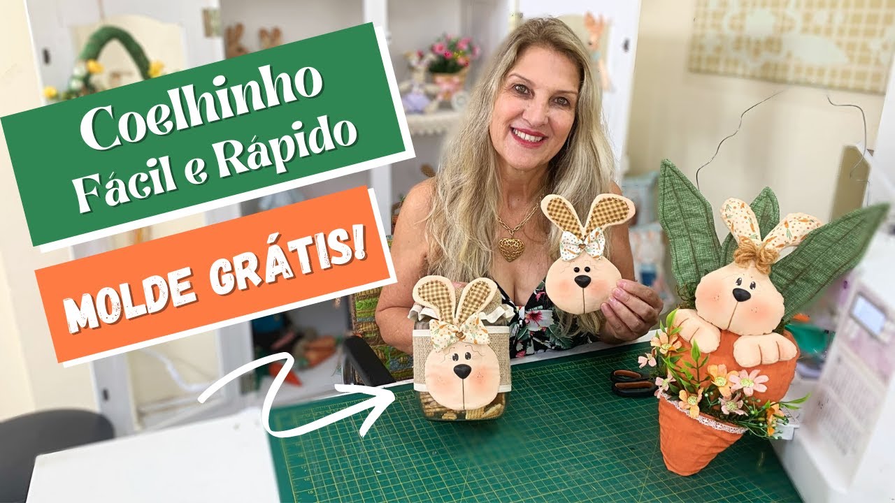 COELHO F&Aacute;CIL E R&Aacute;PIDO - MOLDE GR&Aacute;TIS! - ARTESANATO PARA GANHAR DINHEIRO
