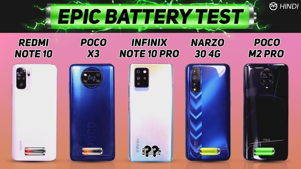 Realme Narzo 30 4G vs Redmi Note 10, Infinix Note 10 Pro Battery Drain Test | Charging | Gaming Test