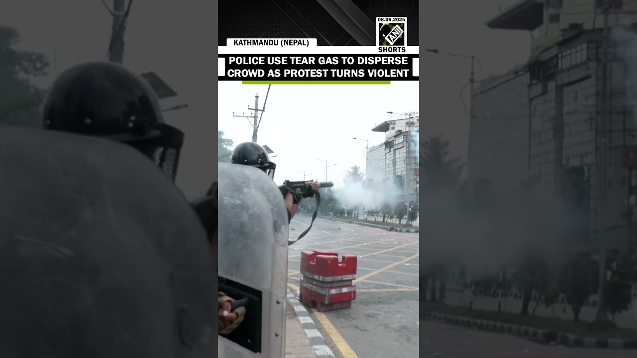 Police uses tear gas to disperse crowd as protest turns violent in Nepal over social media ban