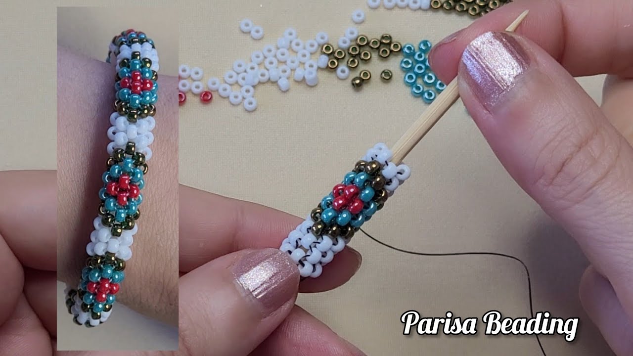 Diy beaded Tubular Peyote Stitch Bracelet Tutorial 💐
