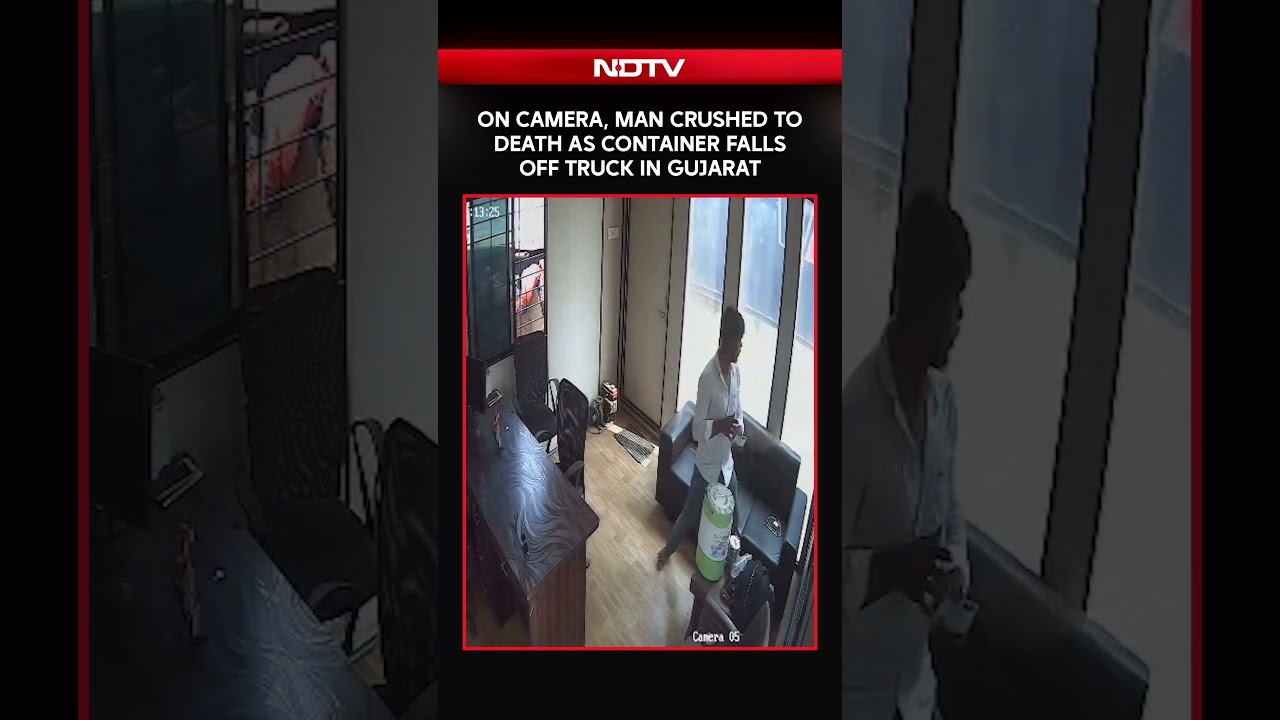 On Camera, Man Crushed To Death As Container Falls Off Truck In Gujarat