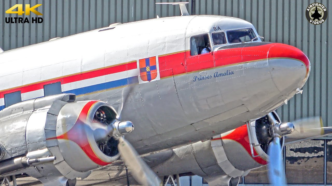 DC-3 Dakota departing to Lelystad Airport | Dutch Dakota Association | AMS 4K