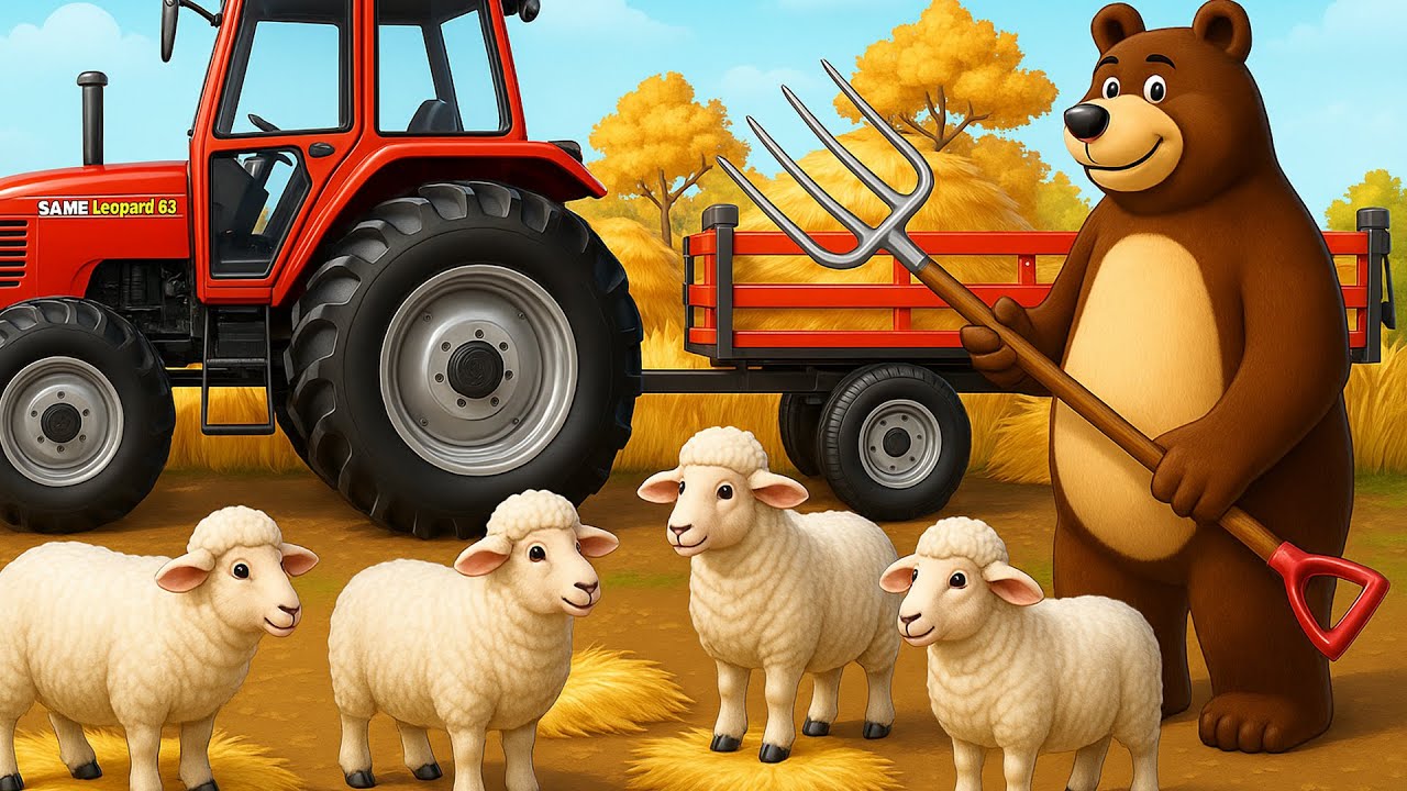 The Bear Farm 🚜🐑 | Tractor Transporting Wool & Shearing the Sheep | Real Farm Animation