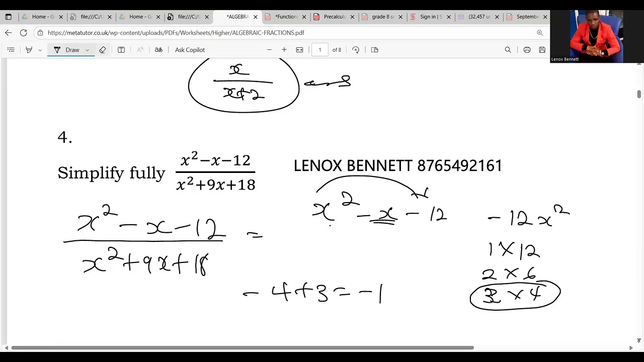 ALGEBRAIC FRACTION CXC PAPER 2