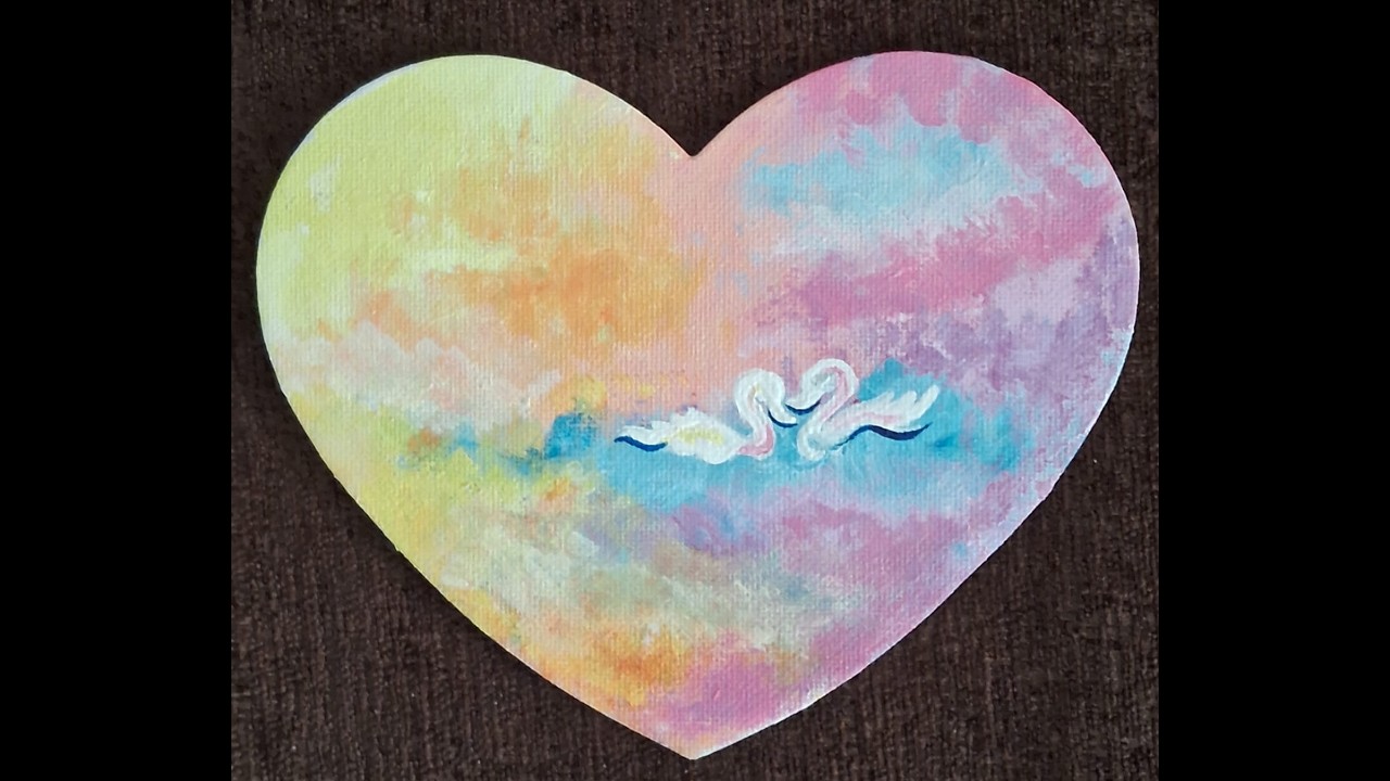 Dreamy Pastel Heart with Angel Wings 🌸 Acrylic Painting Timelapse #AcrylicPainting #HeartPainting