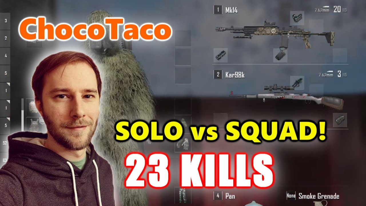 ChocoTaco - 23 убийства - MK14 + Kar98k - Соло против отряда! - PUBG