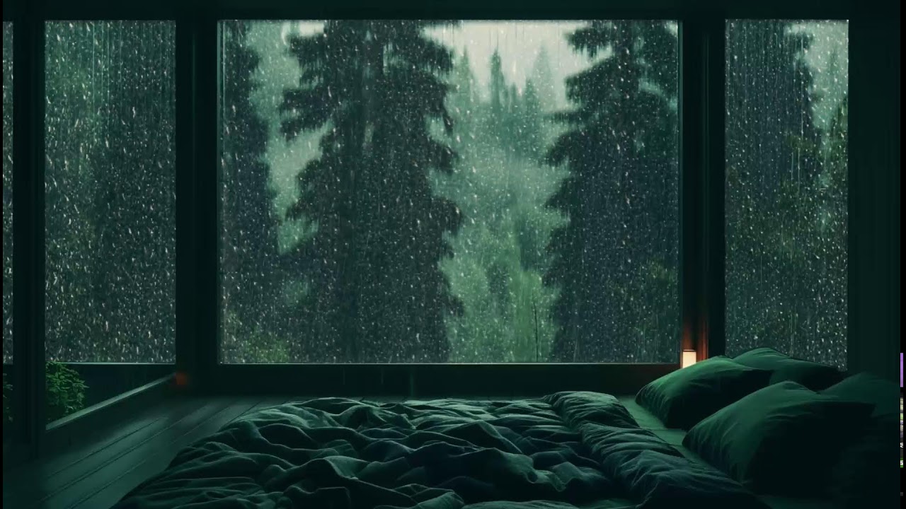 Rainy Forest Cabin 🌧️ A Cozy Glass Room with Relaxing Rain Ambience