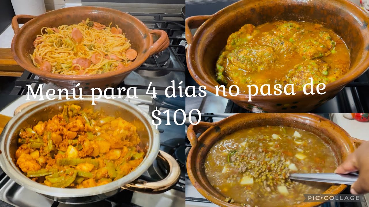 Menú para 4 días muy económicas no pasa de $100, rápido de preparar(familia de 5).