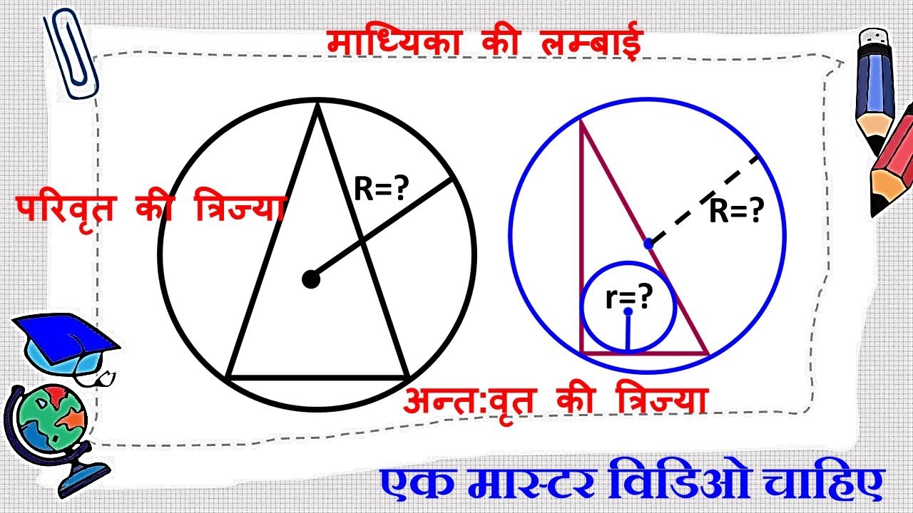 त्रिभुज में अंतःवृत एवं परिवृत की त्रिज्या , samkon tribhuj ke antah vritt ka kshetrafal, परिवृत्त