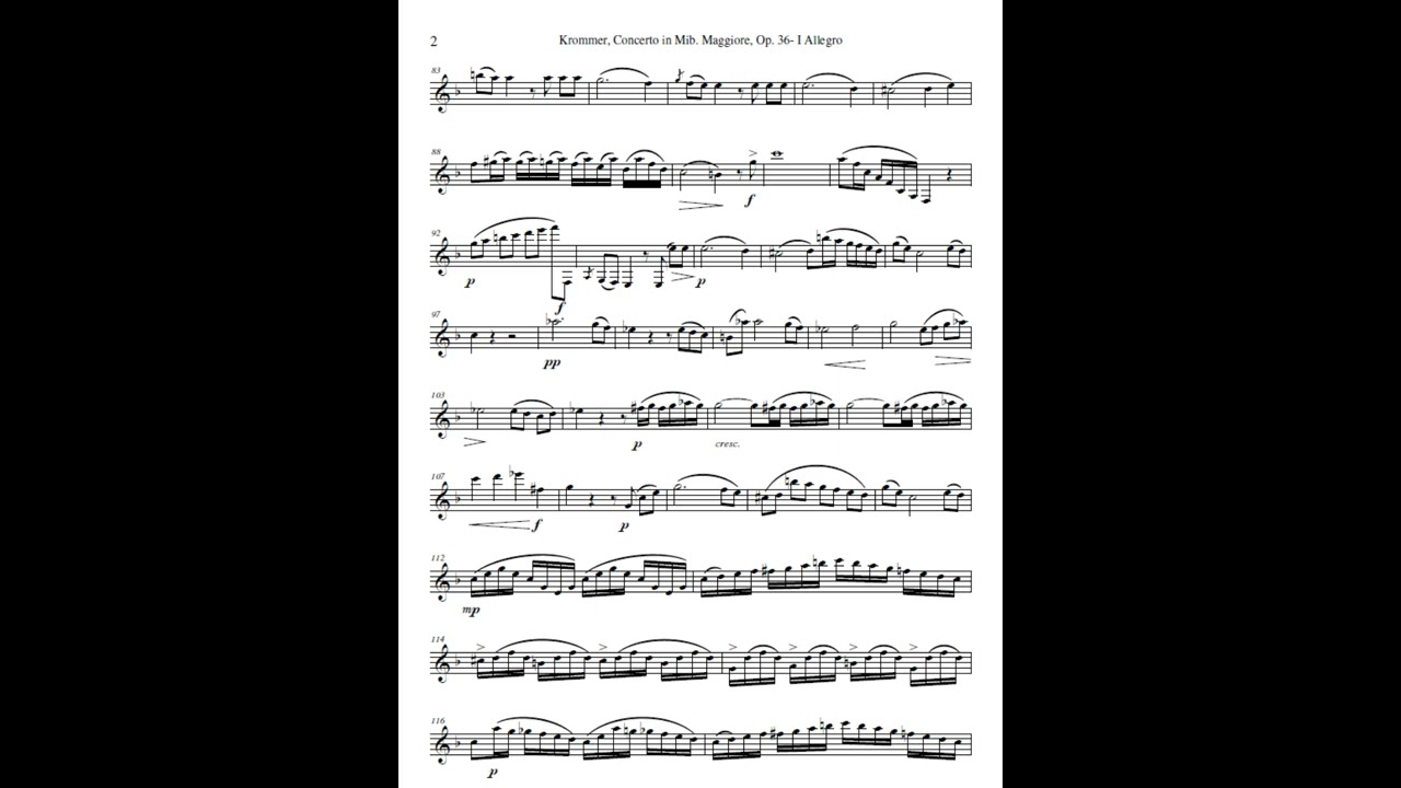 Krommer-Concerto in Mib Maggiore.- I mov. Allegro- per Cl. in Sib e Pf con aggiunta dell' Oboe