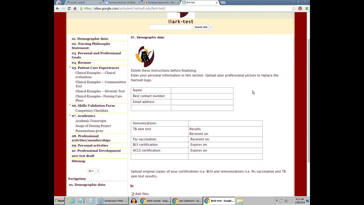 Creating a Nursing Portfolio with Google Sites