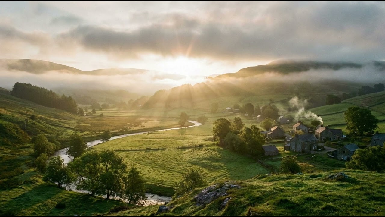 Peaceful Countryside Sunrise 🌄 Natural Relaxing Ambient Sounds for Stress Relief (4 Hours)