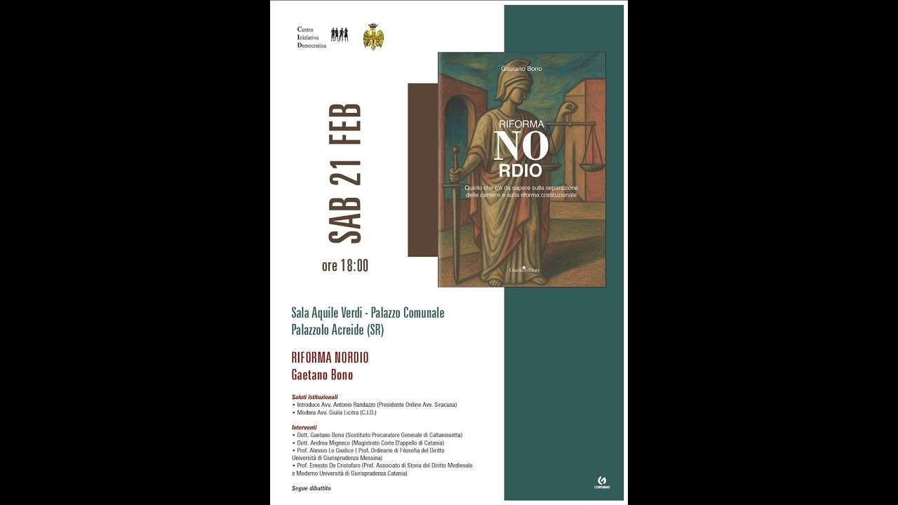 RIFORMA NORDIO  di Gaetano Bono: presentazione libro