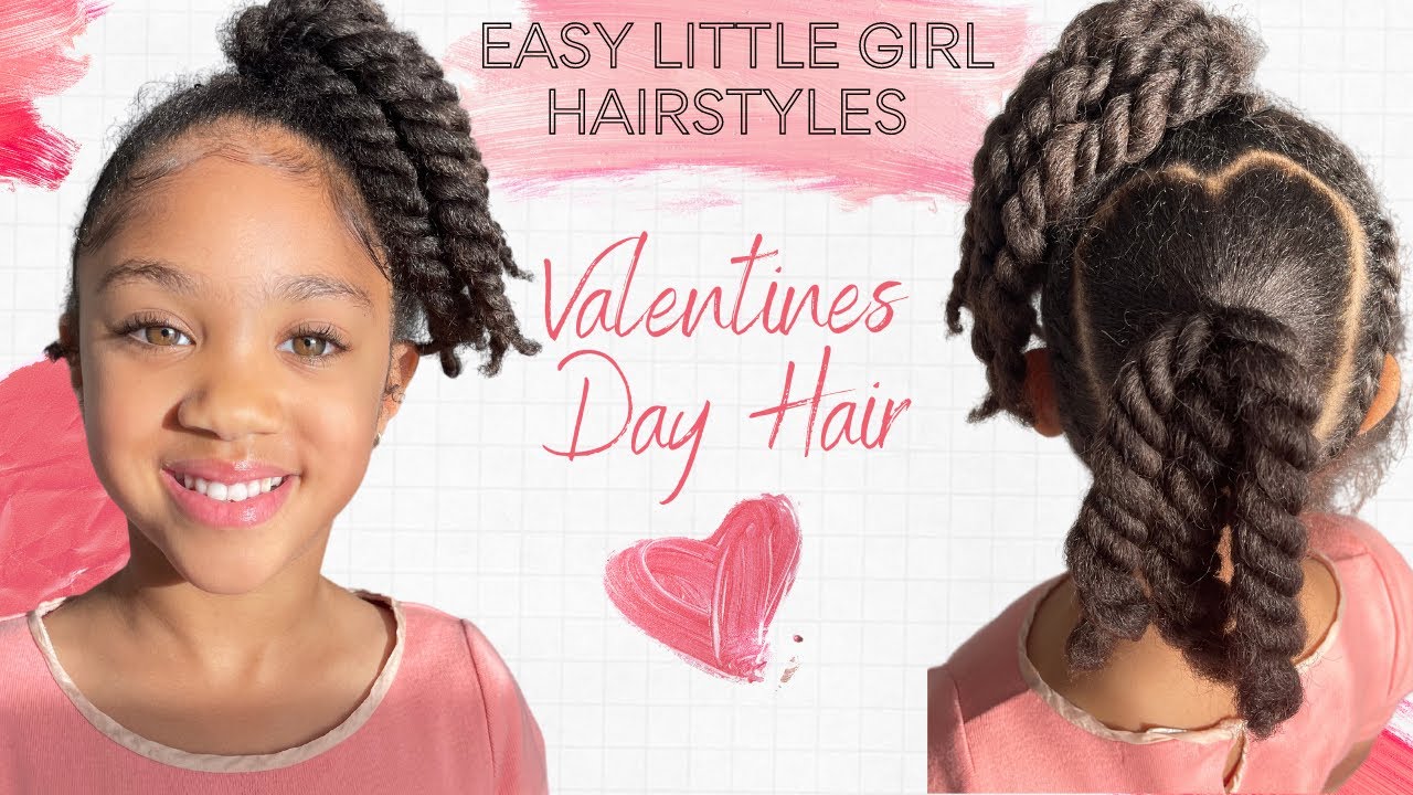 Easy little girl Hairstyle | Valentines Day + Heart Part Hair