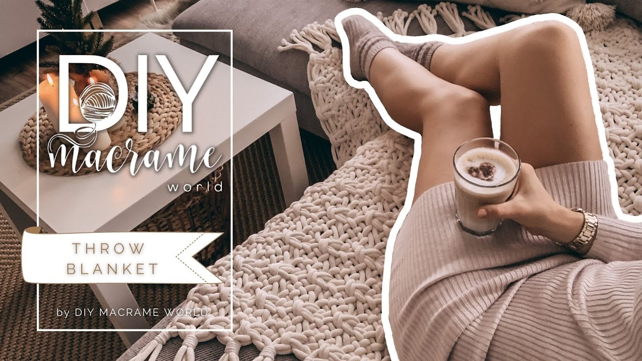 DIY EASY ⎜GIANT Macramé ⭐️ ADORABLE THROW BLANKET or RUG ⭐️⎜ by DIY MACRAME WORLD ⎜ FOR BEGINNERS ⎜