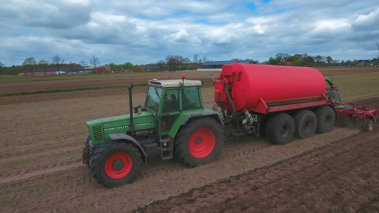 FENDT 612 with 3 axle slurry tanker | Gülle fahren