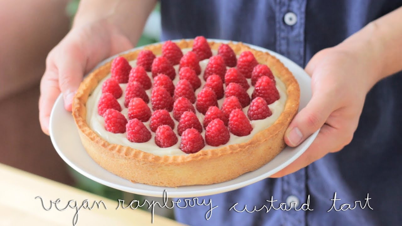 Vegan Raspberry Custard Tart | Tartaleta vegana de frambuesas