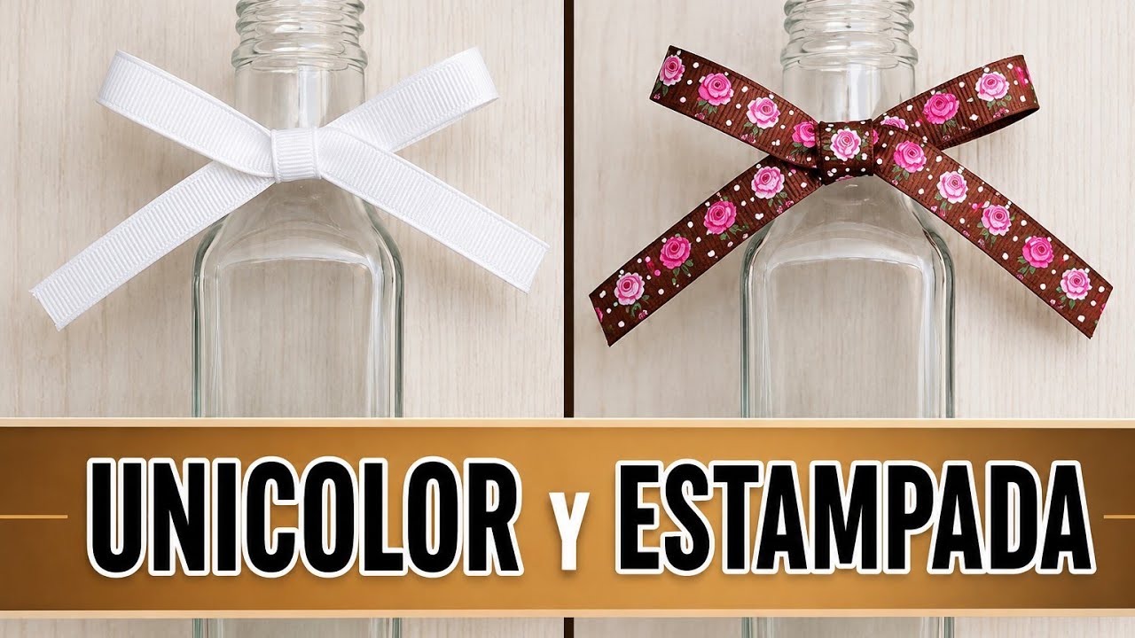 🎀 Lazo o moño para BOTELLA. Bow to wrap a bottle. /Cinta UNICOLOR y ESTAMPADA.