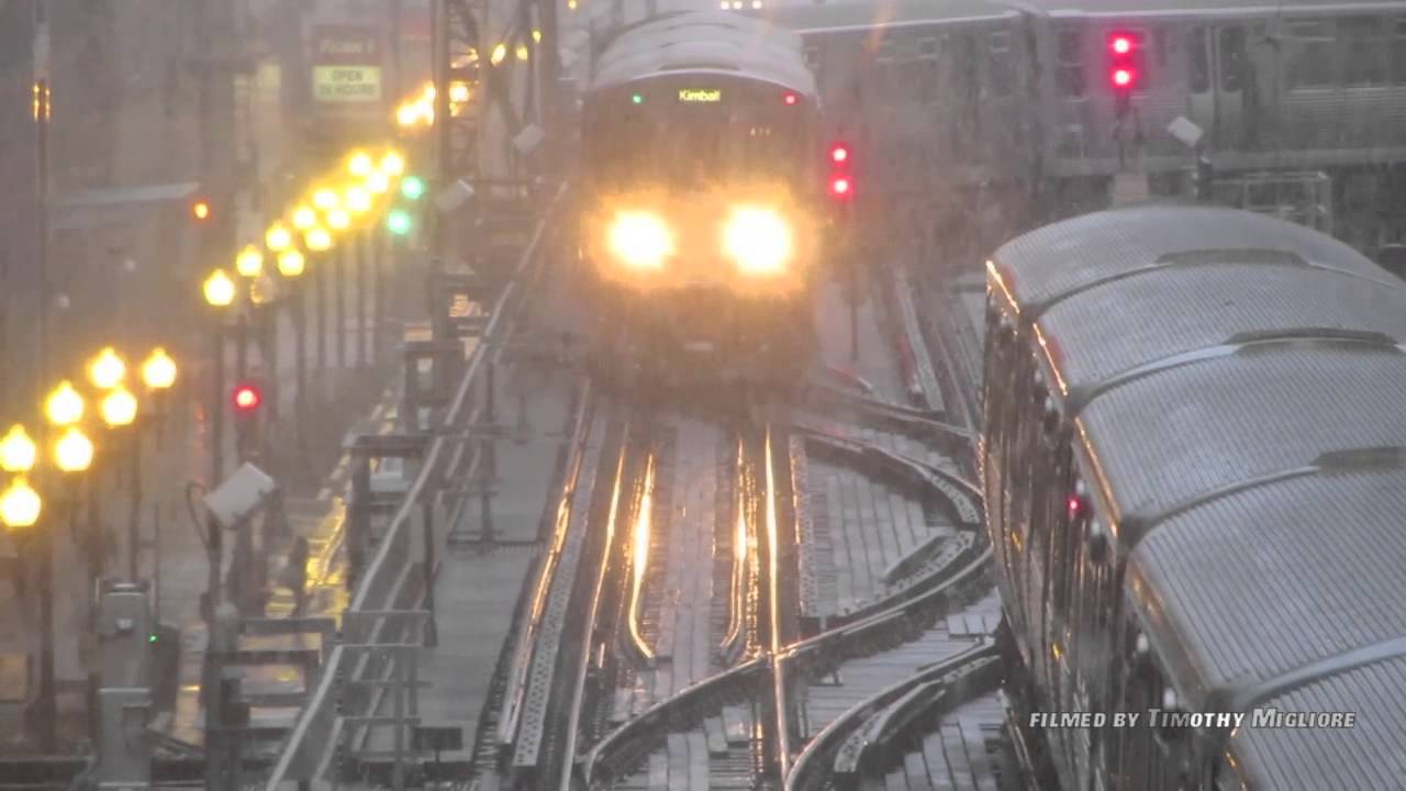 The Chicago El Train During a Snowstorm