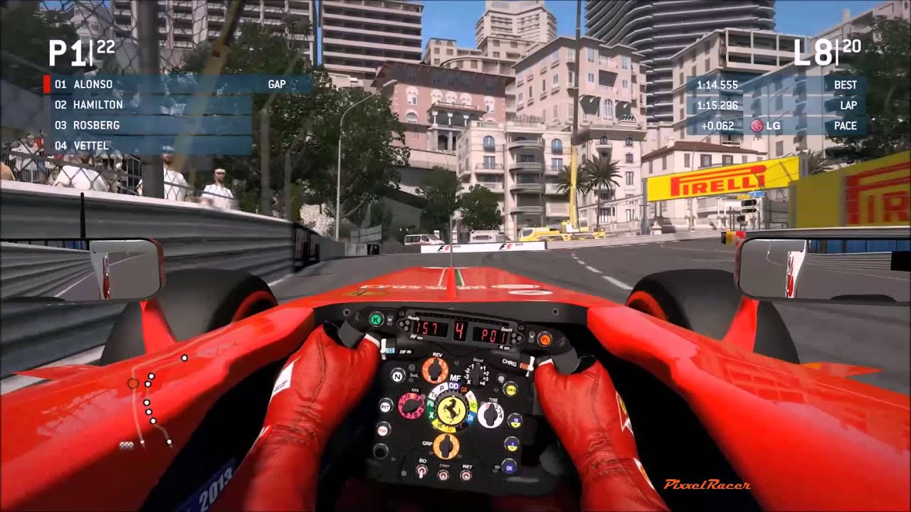 F1 2013 PC Gameplay, Ferrari, Alonso, Monaco Race, 25% of full distance by PixxelRacer