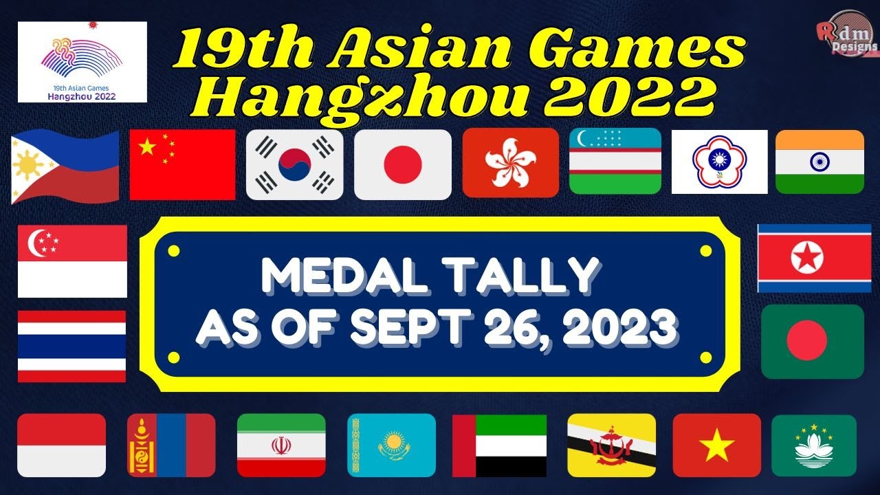 19th Asian Games Hangzhou 2022  Medal Tally as of Sept 26, 2023 | Asian Games 2022