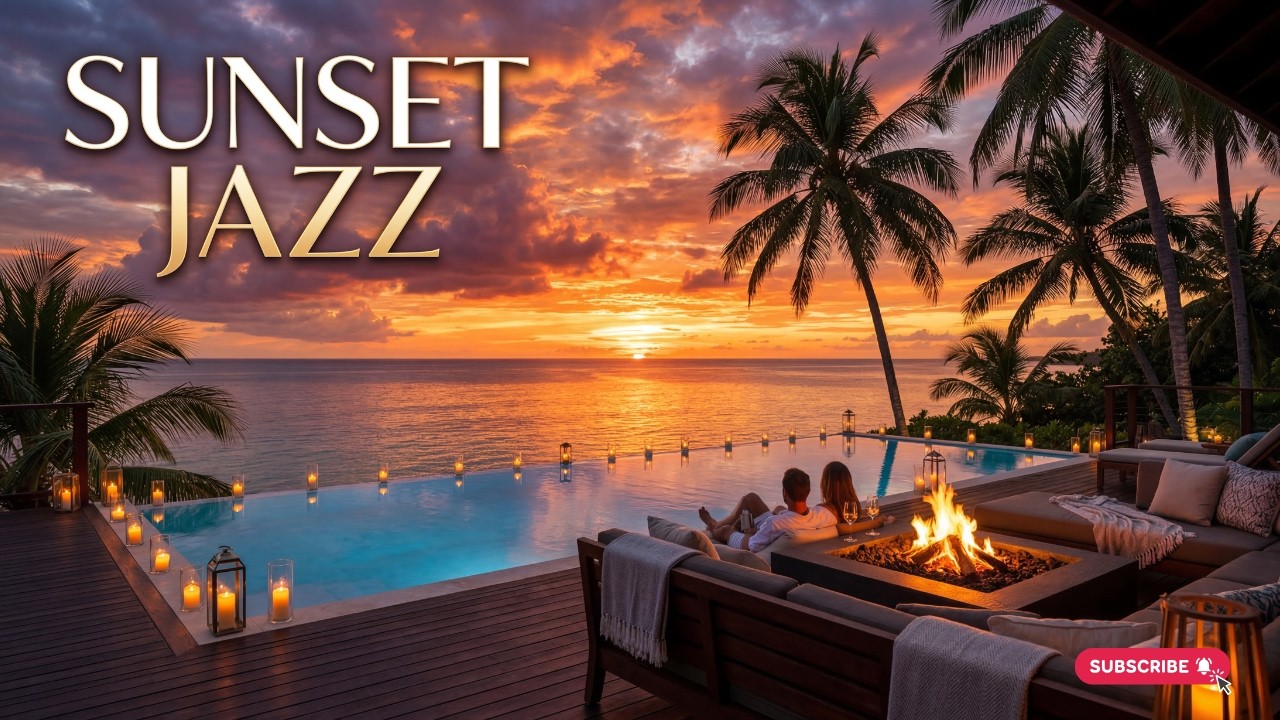 Peaceful Island Sunset Jazz | Ocean Breeze Ambience