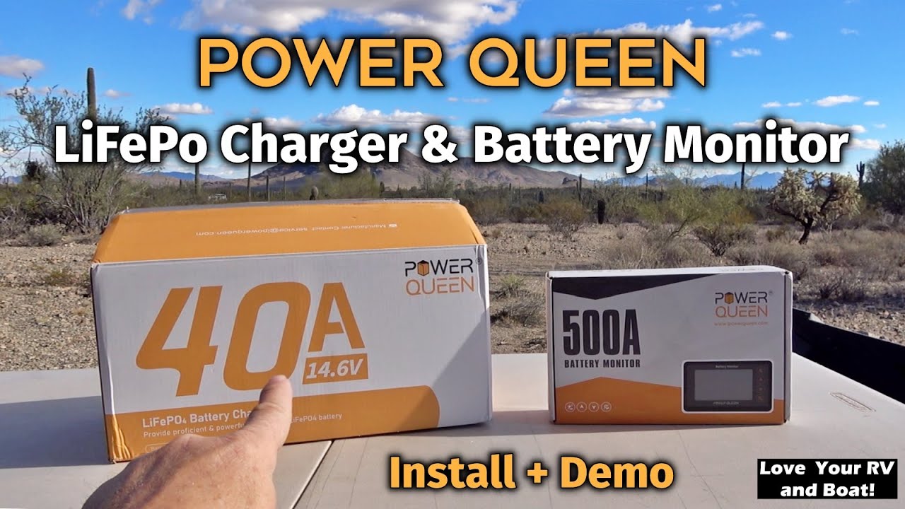 Power Queen 40A Lithium Battery Charger &  Monitor Installation + Demo