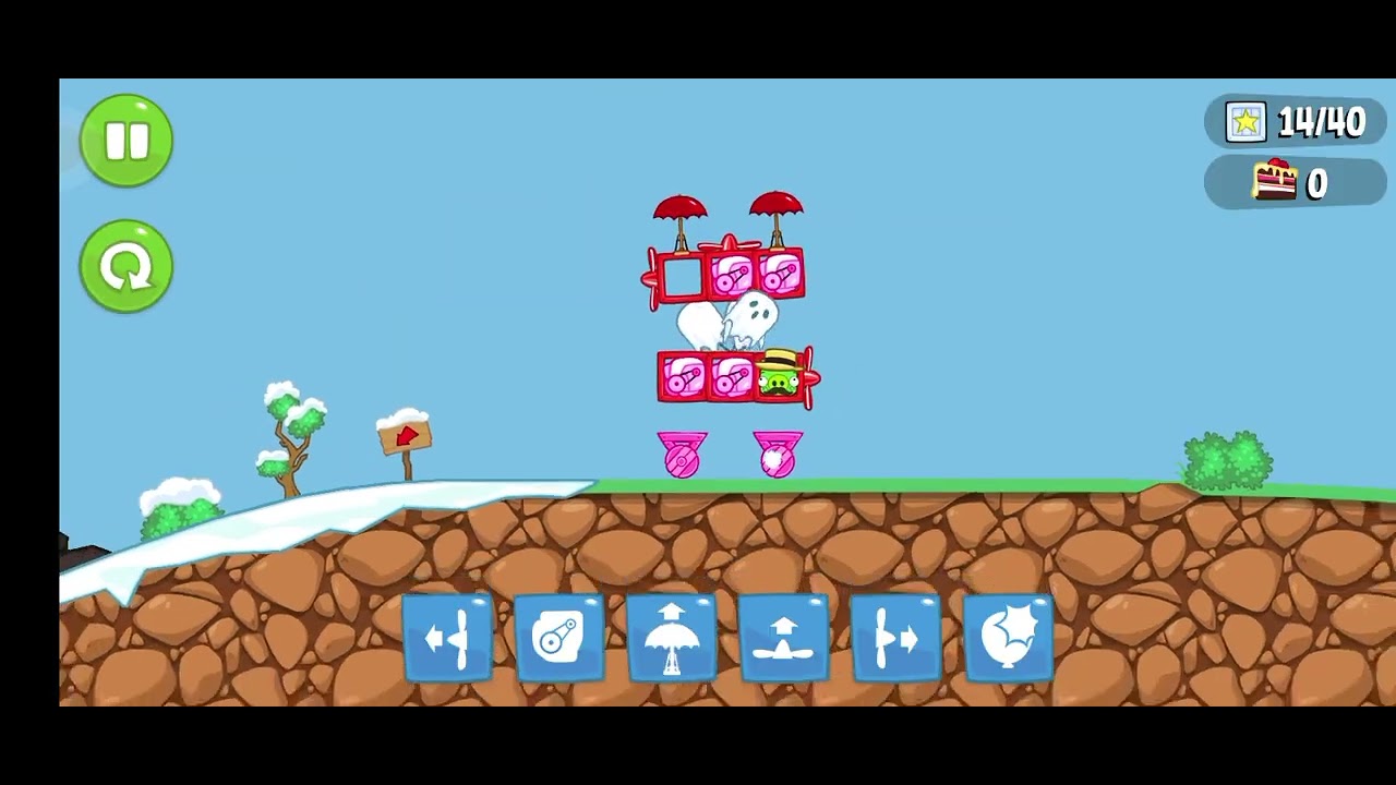 Bad Piggies criando transportes de foguetes que poderiam ir no topo do mapa