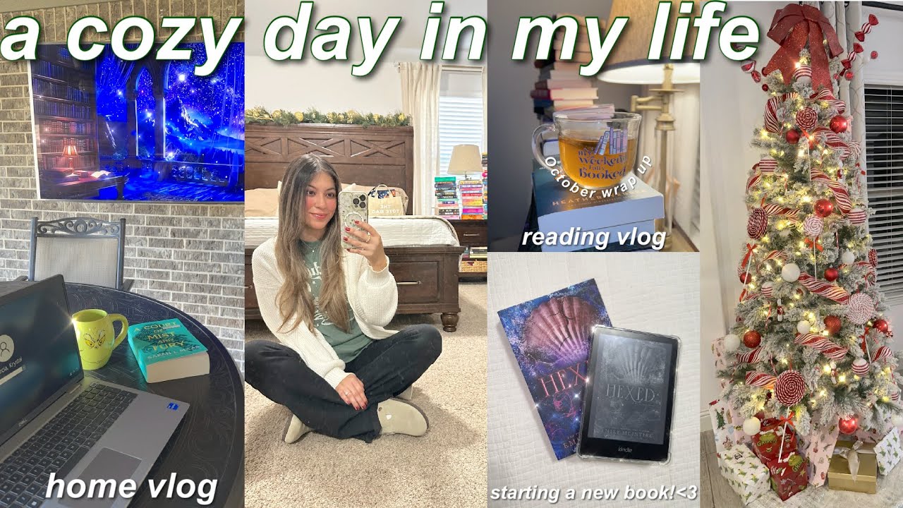 ☕️spend a cozy day with me, reading vlog, October wrap up, starting a new book, cozy vlog♥️