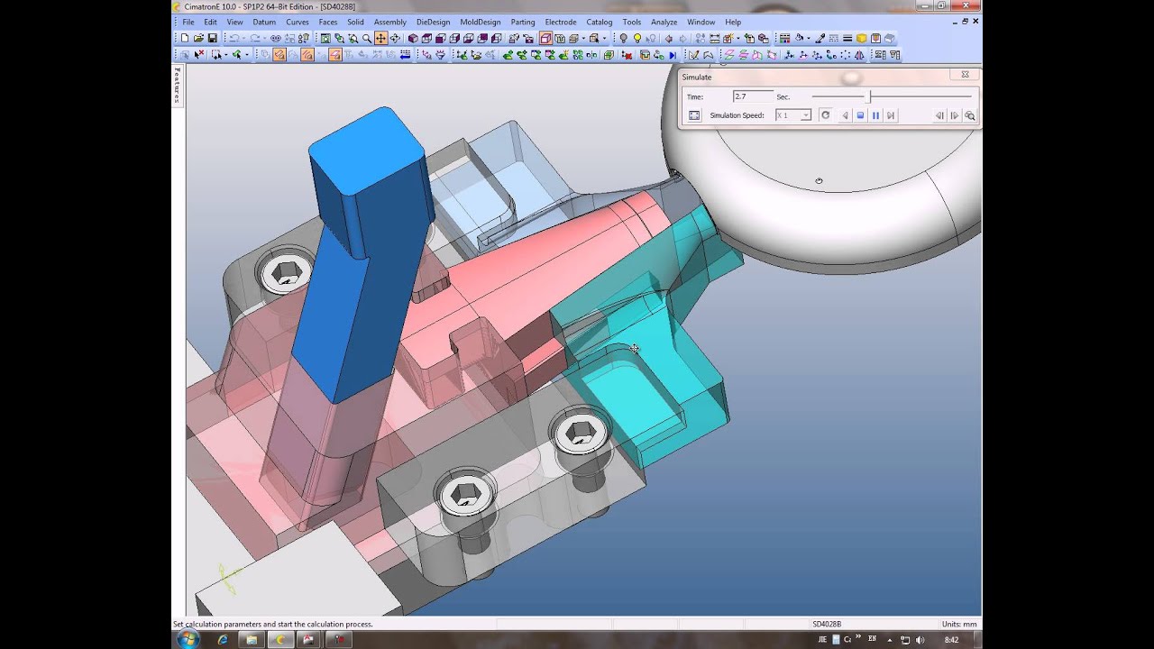 Cimatron E10 Cosmetic box Slide Motion Analysis.avi
