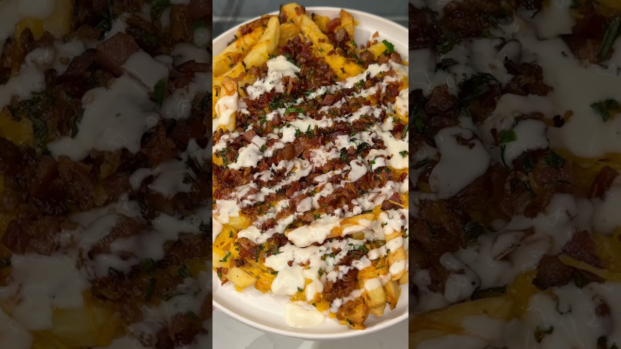 easy air fryer loaded cheese fries recipe 🧀🍟