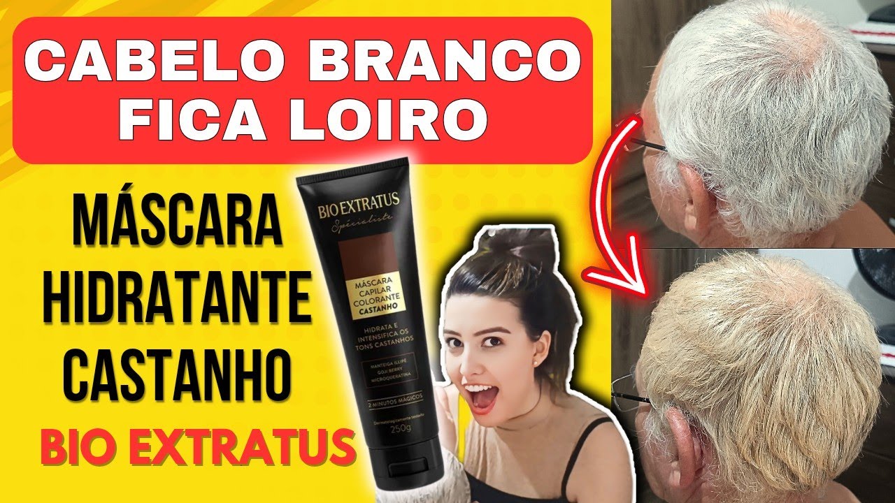 Cobrir cabelos brancos com a MÁSCARA HIDRATANTE COLORANTE CASTANHO BIO EXTRATUS|Resenha com meu pai✨
