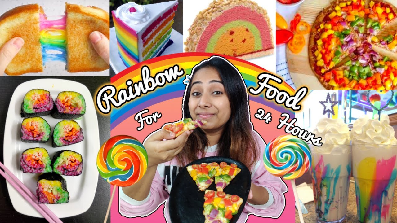 I only ate 🌈Rainbow Food for 24 hours | Food Challenge