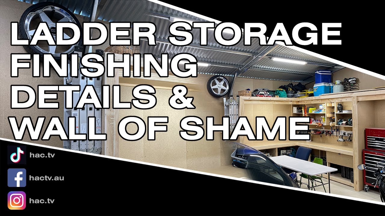 DIY Shed Build | Finishing Details | Ladder Storage | Wall Of Shame Memories Display Wall - Ep. 11