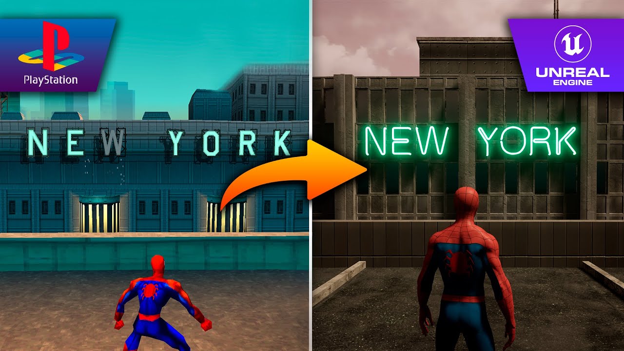 Я сделал ремейк игры Spider-Man (2000) для PS1, используя Unreal Engine 5.