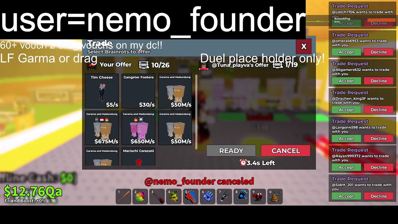 [LIVE] Trading and PvP in Steal a Brainrot LF , Garama , Dragon