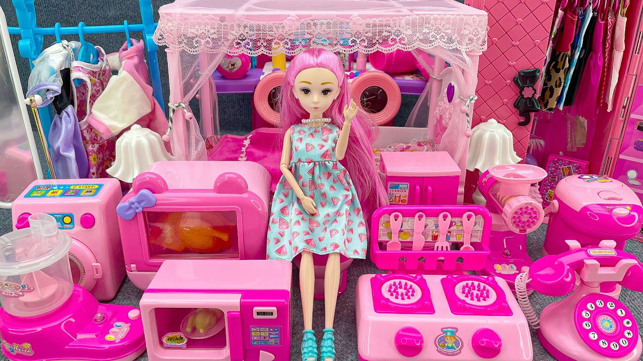 18 Minutes Satisfying with Unboxing Barbie Princess Pink Kitchen,Rock Bed Play Set Review Toys｜ASMR