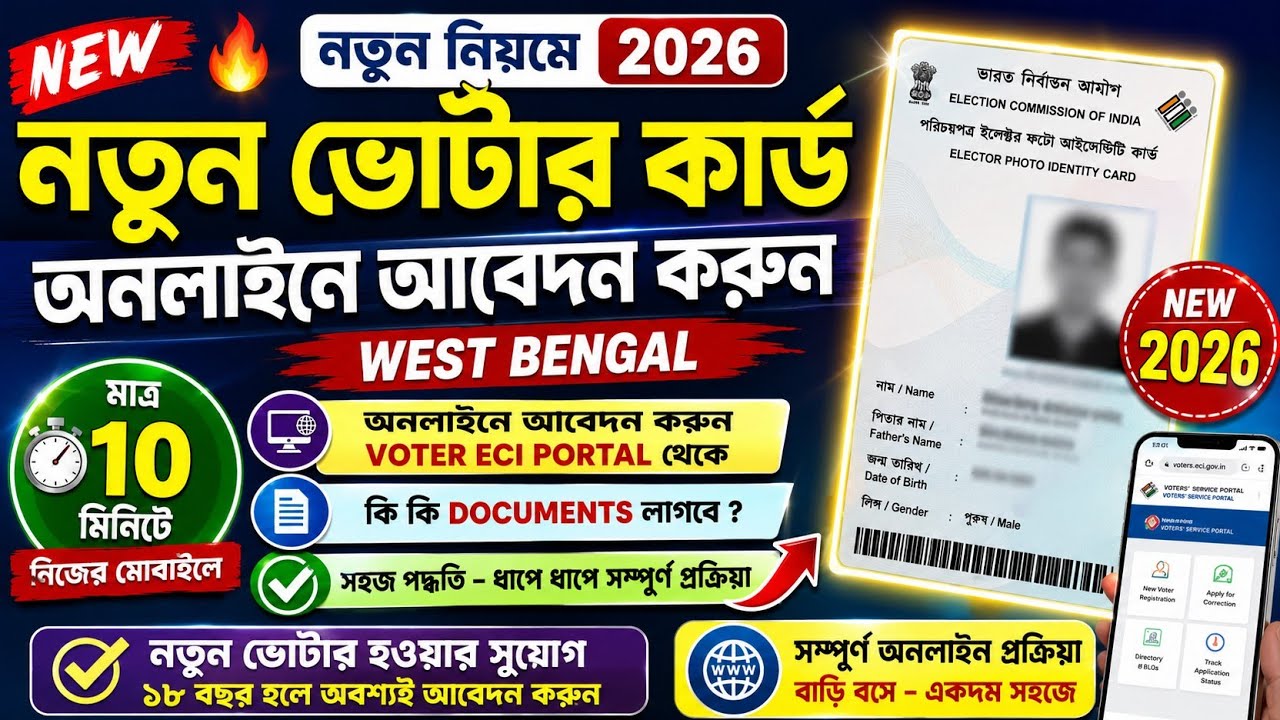 🔥New Voter Card Apply 2026 West Bengal | Voter ID Card Online Apply | Wb New Voter ID Card Apply 