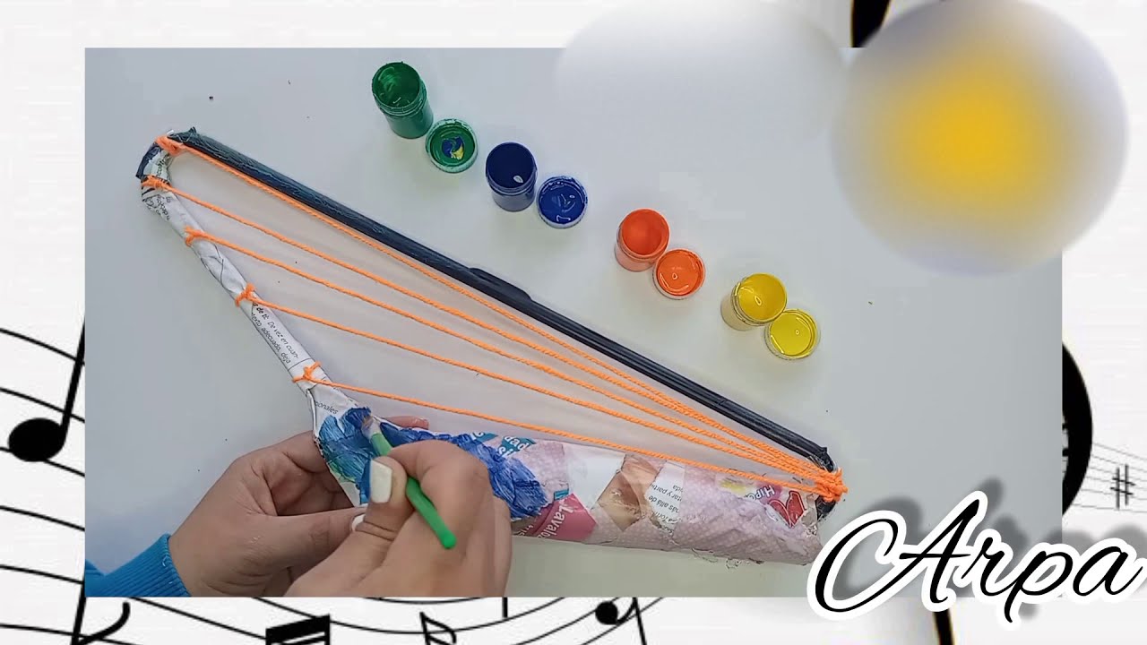 CÓMO HACER UN ARPA CON MATERIAL RECICLADO | MANUALIDAD PARA NIÑOS ARPA | CRAFTS FOR KIDS-HARP