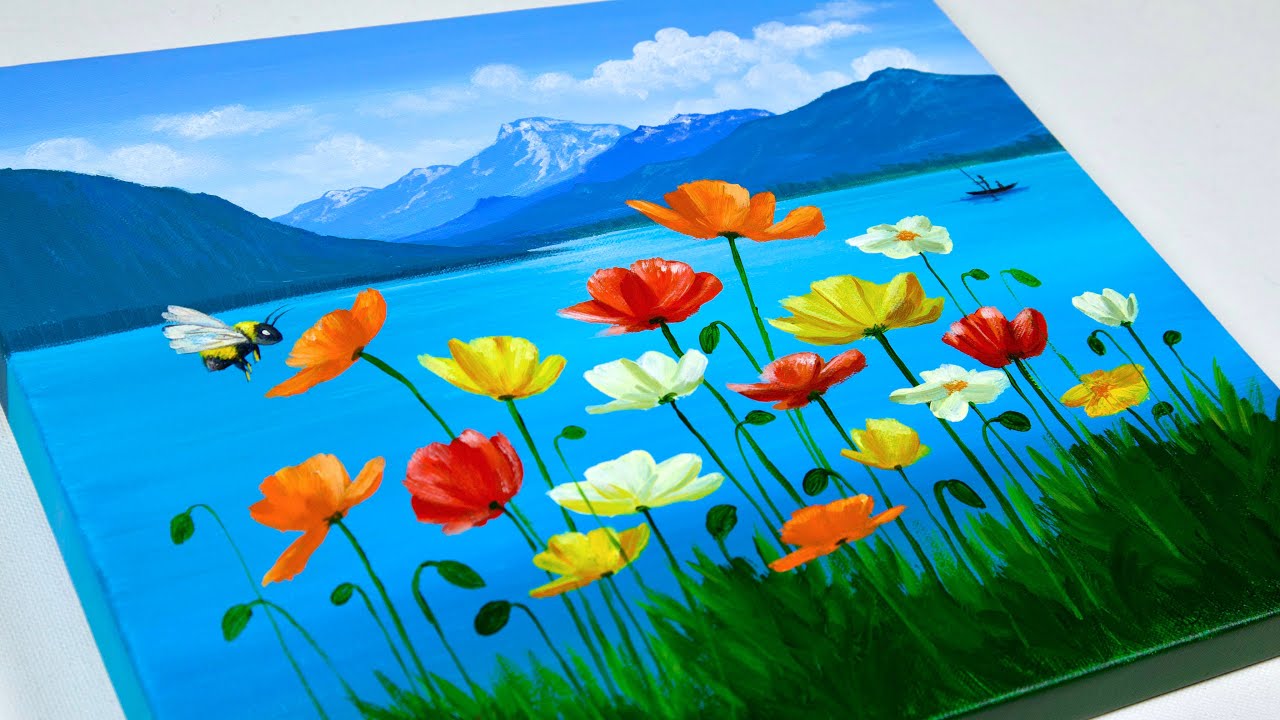 Spring Lake painting | Seascape  Painting | Acrylic Landscape Painting