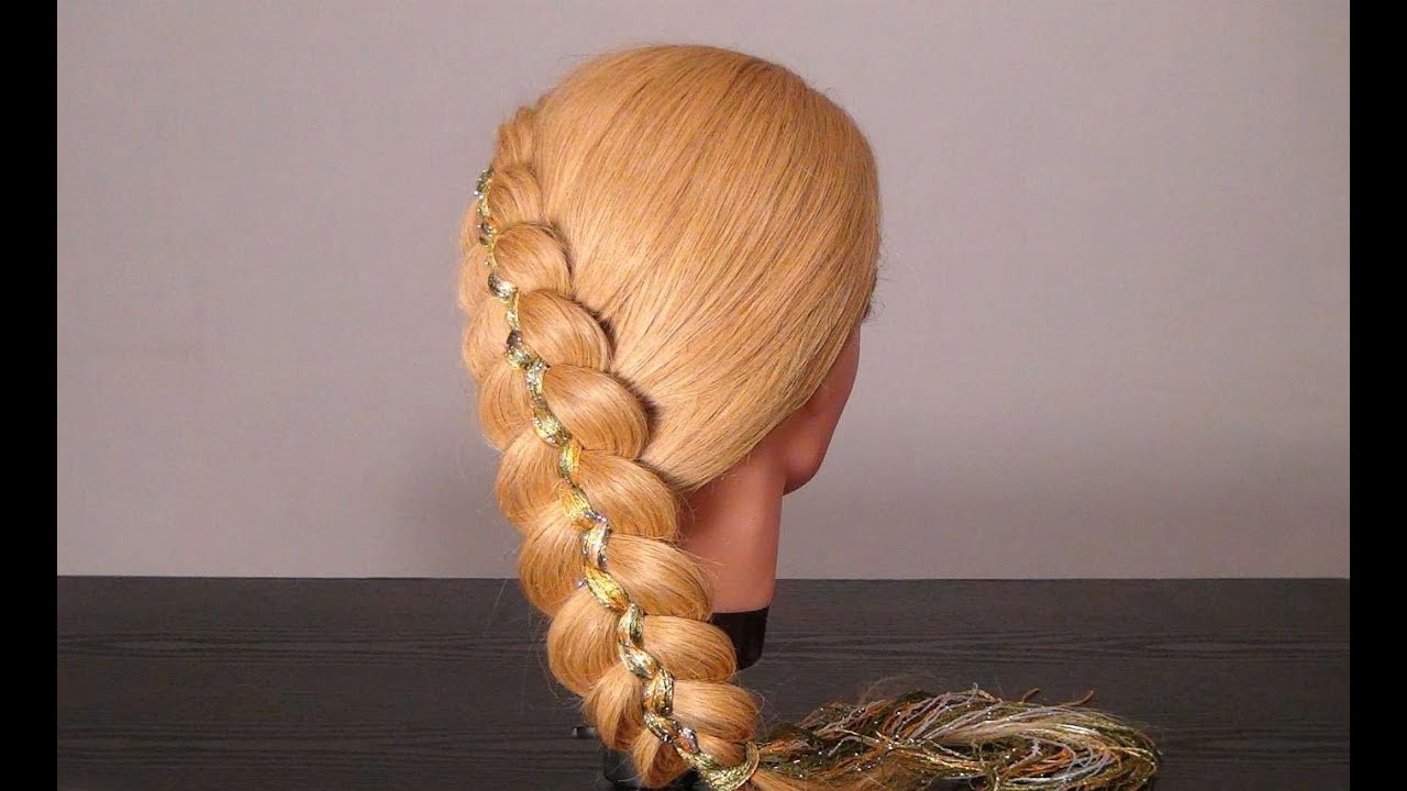 Коса из 5 прядей с шарфом. 5-Strand Braid with Scarf Hairstyle For Long Hair